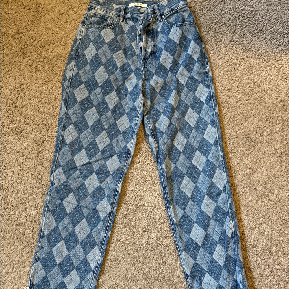 PacSun Blue Checkered Jeans